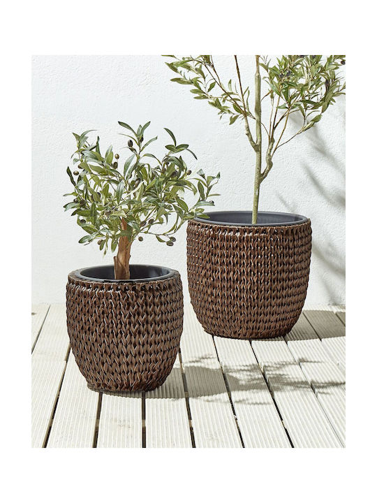Set 2 Brown Rattan Flower Pots Berberis