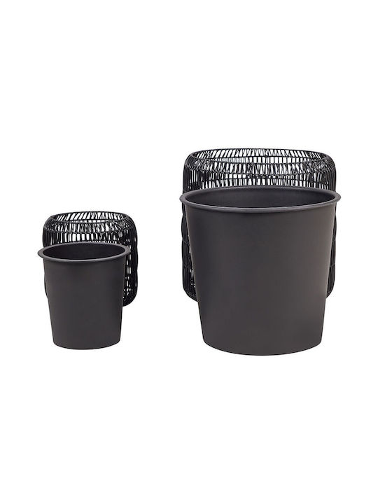 Set 2 Black Rattan Flower Pots Brodiea