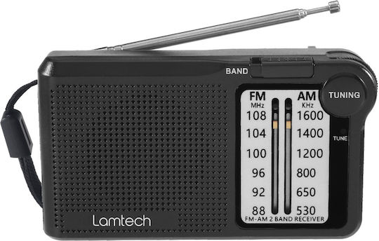 Lamtech 2 Band Φορητό Ραδιόφωνο Επαναφορτιζόμενο Μαύρο