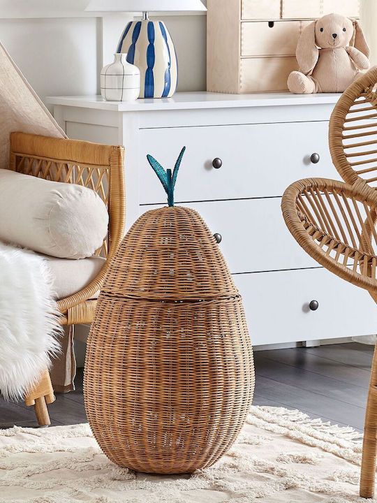 Beliani Καλάθι Αποθήκευσης Rattan με Καπάκι Μπεζ 40cm