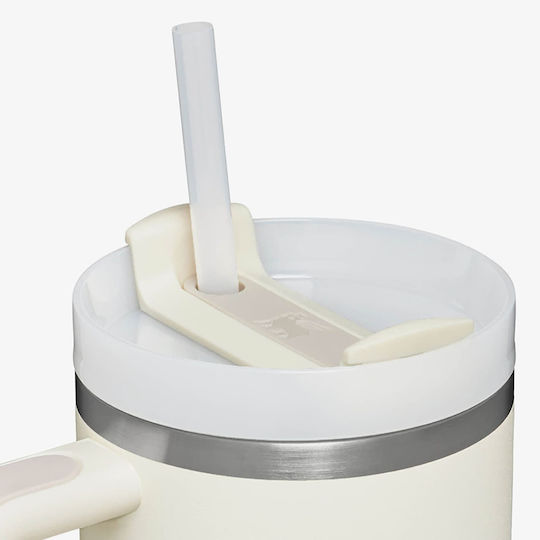 Stanley Quencher H2.O Handled Tumbler Thermos Stainless Steel BPA Free 1.18lt Cream with Straw and Handle