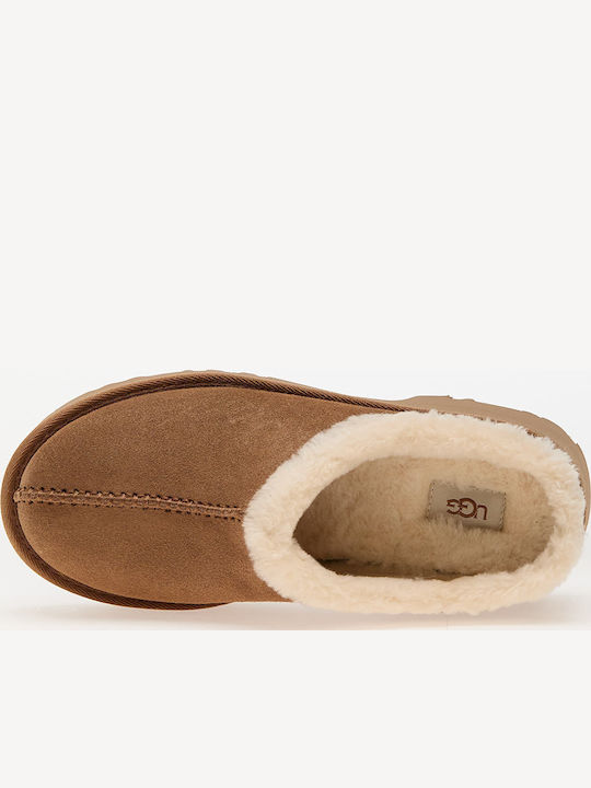 New Heights Cozy Clog Closed Leather Women's Slippers Brown