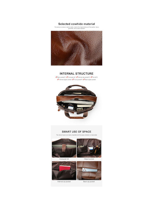 Leather Men's Briefcase Dark Brown