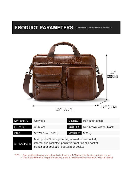 Leather Men's Briefcase Dark Brown