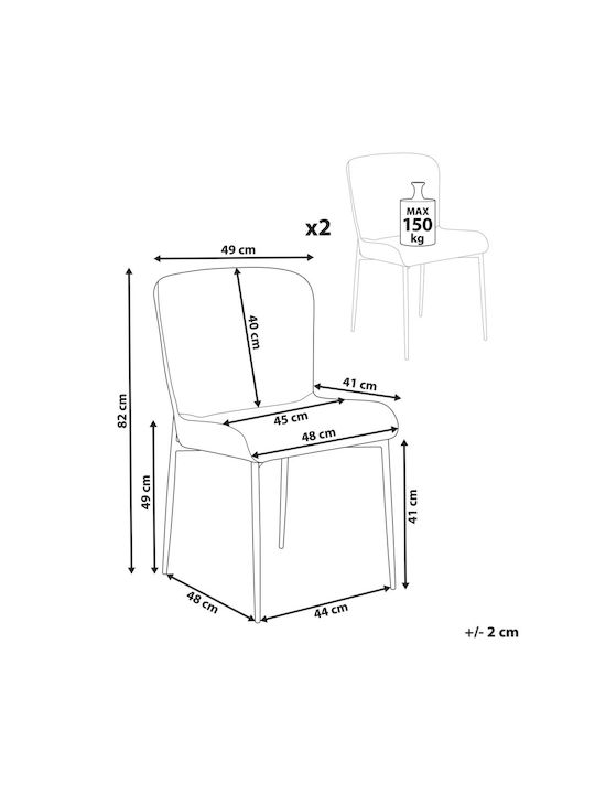 Dining Chair Set 2 Fabric Orange Ada