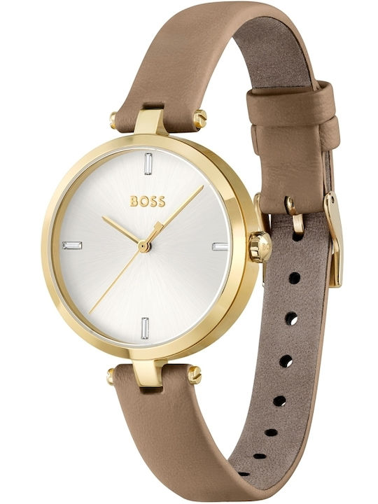 Boss Majesty Collection Damen Uhr mit Braun Lederarmband