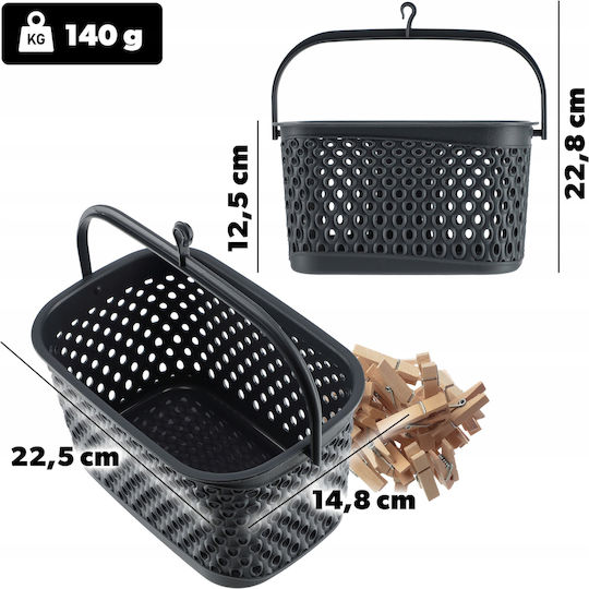 Kadax Set Basket with Clothespins made of Plastic Gray