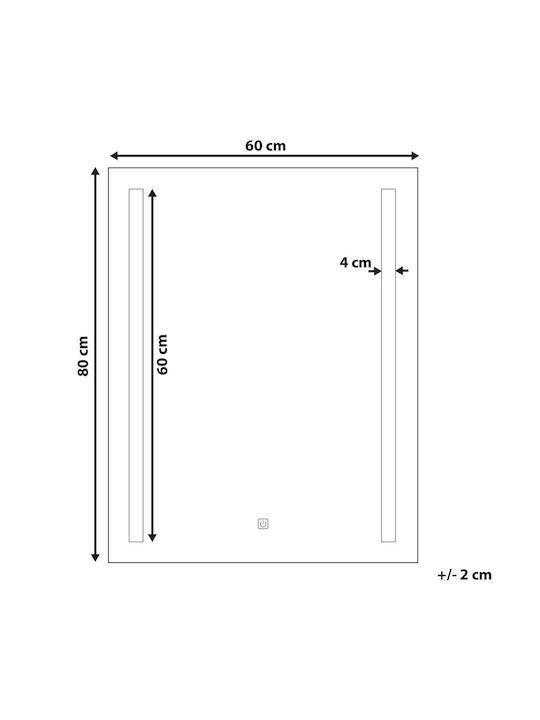 Led Wall Mirror 60 X 80 Cm Silver Martinet