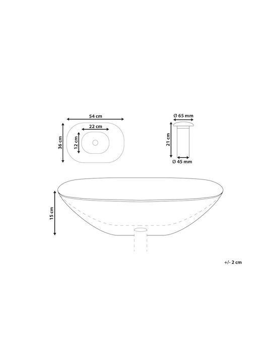 Beliani Vessel Bathroom Sink Porcelain 54x36cm Green