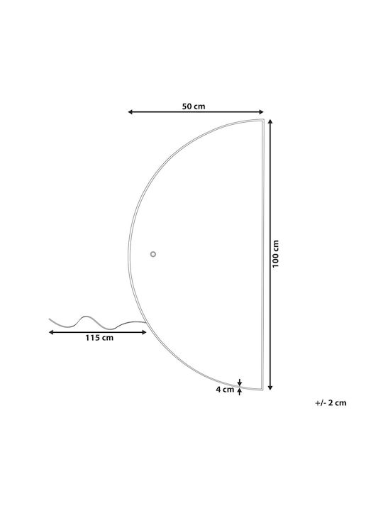 Led Half-round Wall Mirror 50 X 100 Cm Silver Loue