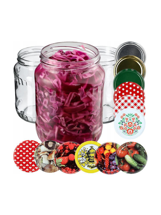 Kadax Set 48Stück Gläser Allgemeine Verwendung mit Deckel Glas Transparent 720ml