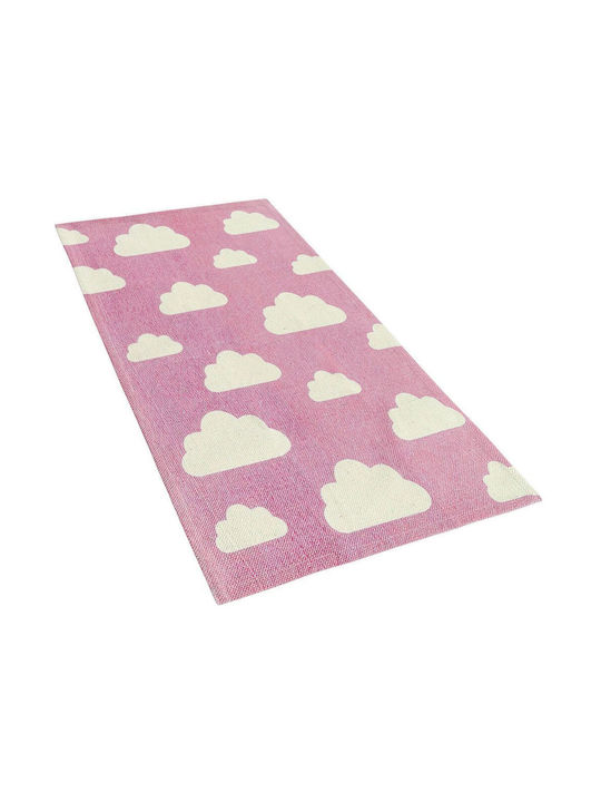 Cotton Children's Rug Cloud Motif 60 X 90 Cm Pink Gwalijar