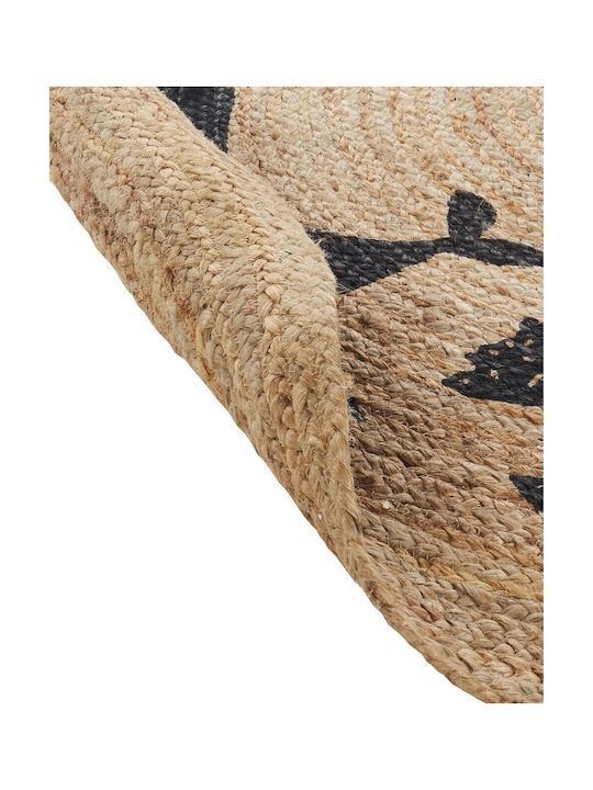 Round Children's Rug Made Jute Animal Motif ⌀ 120 Cm Beige Earth