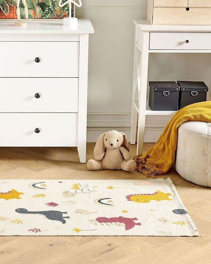 Cotton Kids Rug Dinosaurs 80 x 150 cm Multicolored Tiop