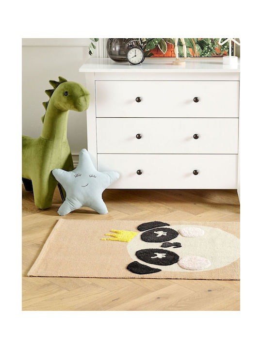 Children's Cotton Rug Panda Motif 80 X 150 Cm Beige Bunan