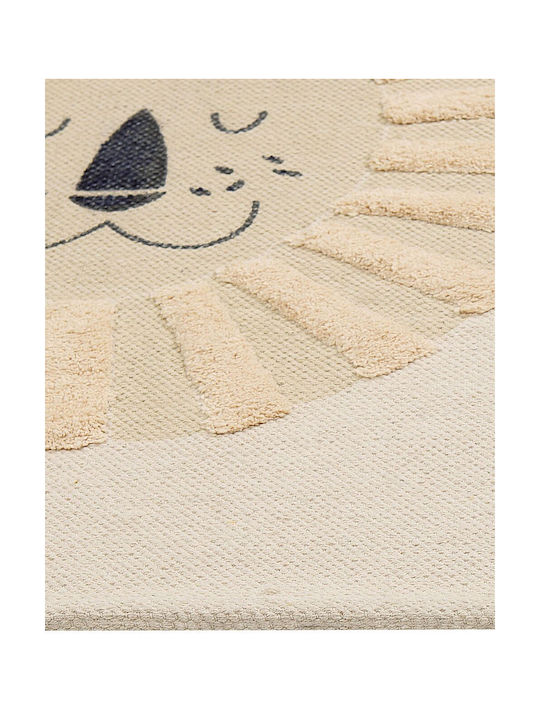 Children's Cotton Rug Lion Motif 80 X 150 Cm Beige Balari