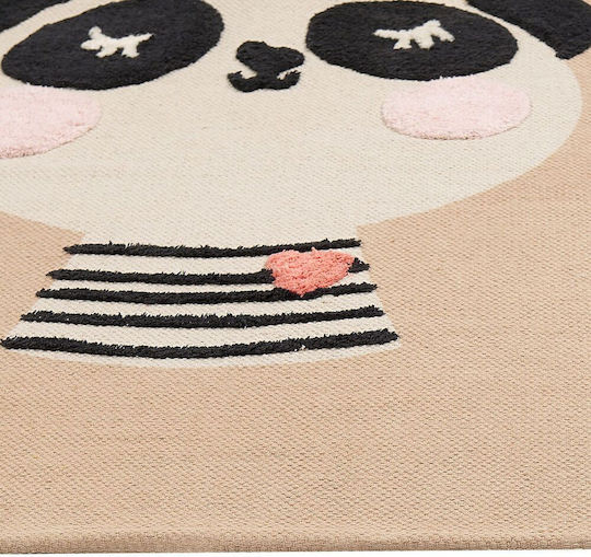 Kinderteppich Baumwolle Panda-Motiv 80 x 150 cm Beige Bunan