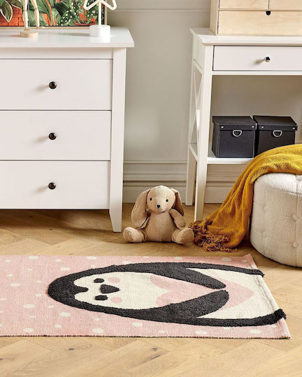 Cotton Children's Rug Penguin Motif 80 X 150 Cm Pink Pengkol