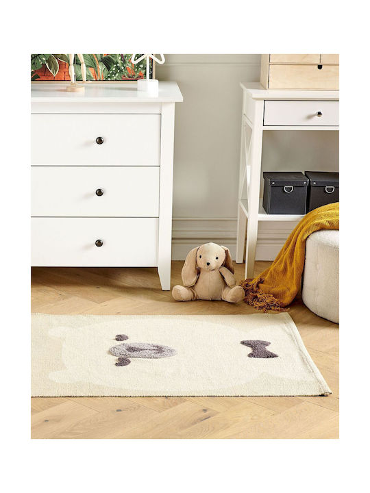 Cotton Children's Rug Bear Motif 80 X 150 Cm Beige Simau