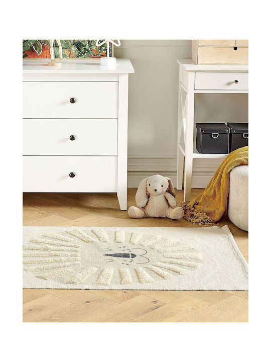 Children's Cotton Rug Lion Motif 80 X 150 Cm Beige Balari