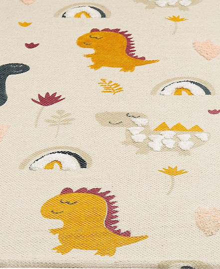 Cotton Kids Rug Dinosaurs 80 x 150 cm Multicolored Tiop