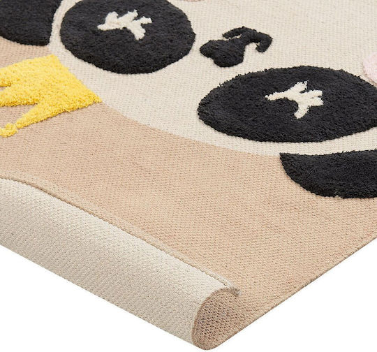 Kinderteppich Baumwolle Panda-Motiv 80 x 150 cm Beige Bunan
