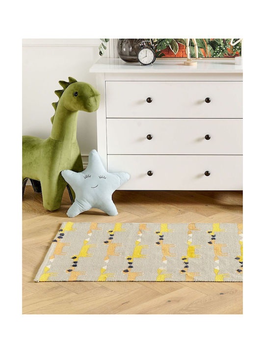 Children's Cotton Rug Fox Motif 80 X 150 Cm Gray Bankgo