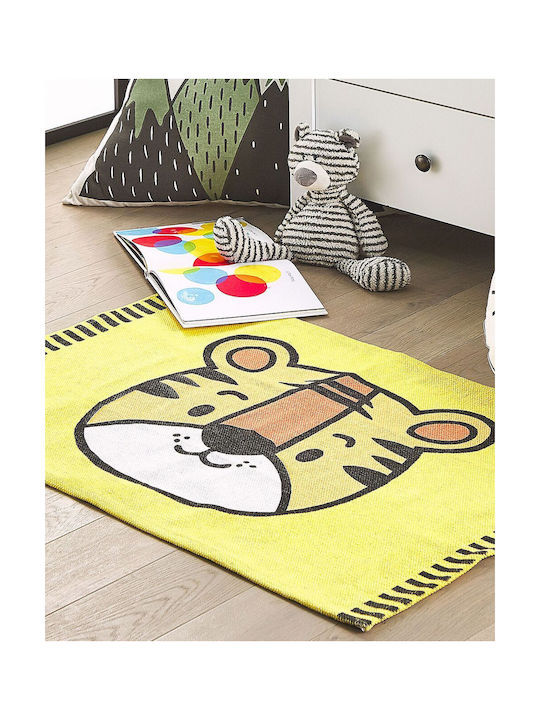 Children's Cotton Rug Tiger Motif 60 X 90 Cm Yellow Ranchi