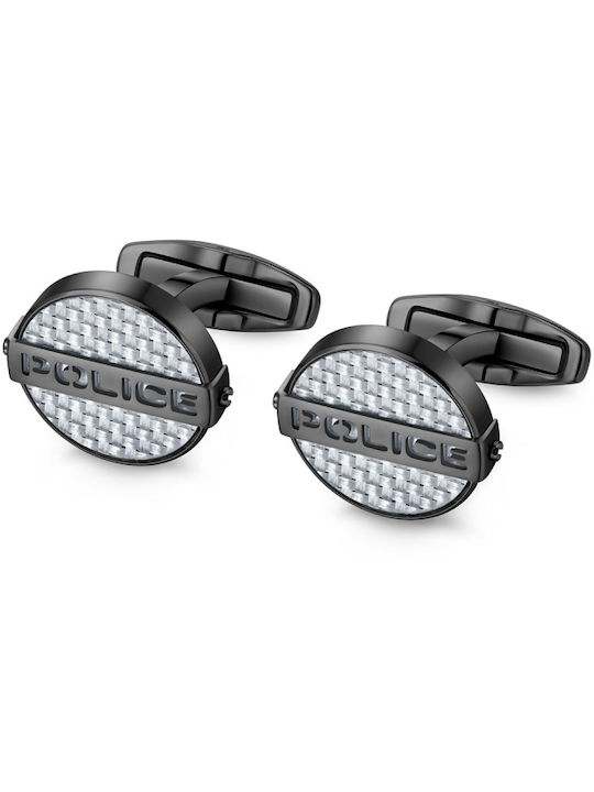 Police Cufflinks of Steel Black