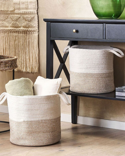 Set 2 White Cotton Baskets Beige Pazha