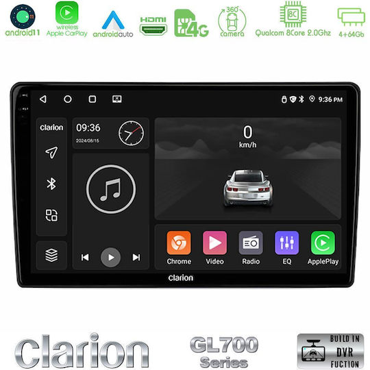 Clarion Ηχοσύστημα Αυτοκινήτου για Volkswagen Transporter 2003-2015 (Bluetooth/USB/WiFi/GPS/Apple-Carplay/Android-Auto) με Οθόνη Αφής 9"
