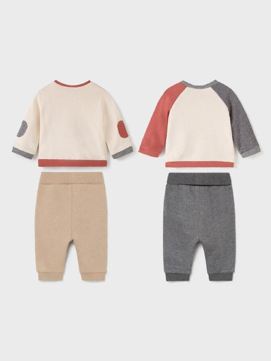 Mayoral Kinderkleidung Set mit Hose Winter 2Stück Beige-grey