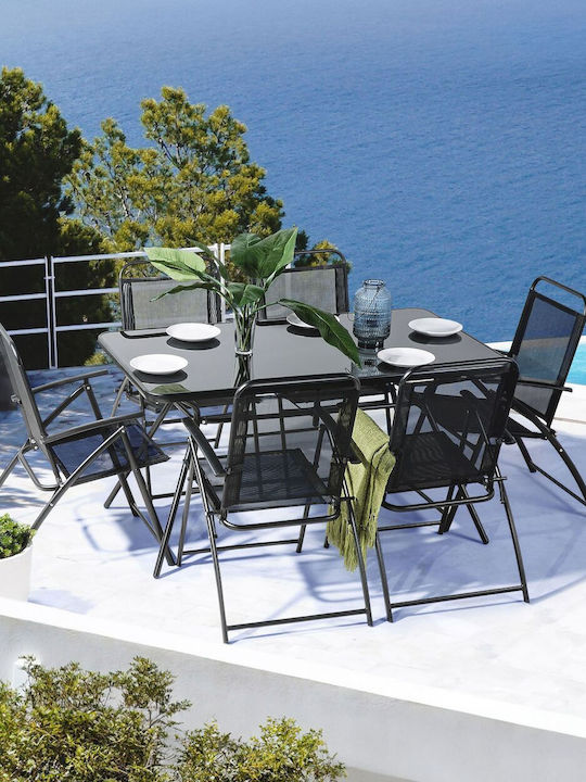 Gartenstühle Metallisch Livo Schwarze 6 Stück 45x66cm