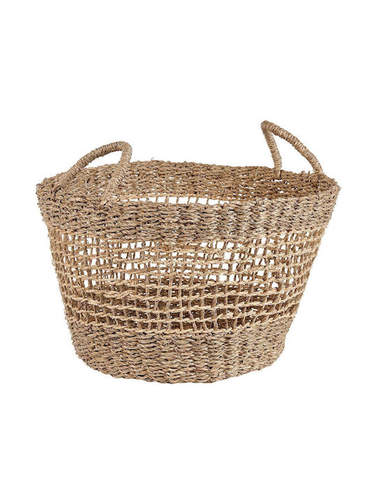 Beliani Set of Decorative Baskets Straw with Handles Beige 2pcs