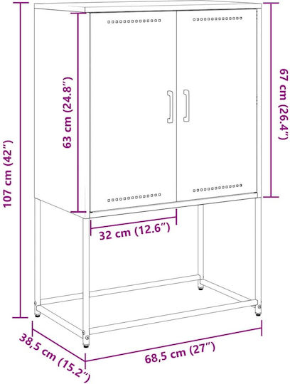 Метален Бюро Шкаф Бял 68x39x60.5см