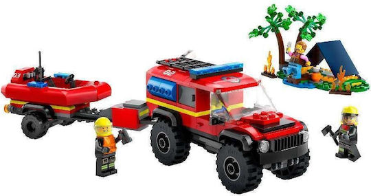 LEGO City 4x4 Пожарен Камион с Спасителна Лодка за 5+ Години 301 Бройки