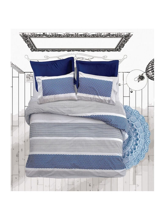 Makis Tselios Home Boho Σετ Σεντόνια King Size 270x290εκ. Μπλε (4τμχ)