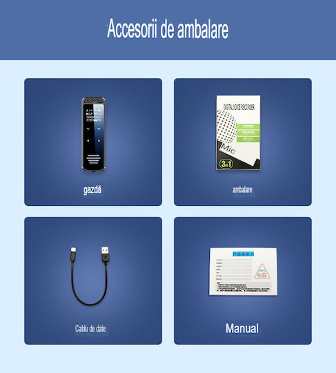 Înregistrator De Voce Recman Q55 Cu Memorie Internă 16GB