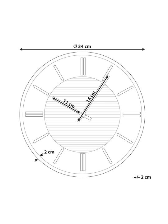 Wanduhr Ø 34 cm Weiß Daroca