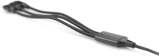 Digitus Regular Cablu USB la Lightning / Type-C / micro USB cu mai multe porturi 2A Negru 1m (AK-300160-010-S)