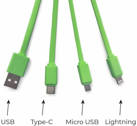 Legami Milano Link Up Keychain Cablu USB la Lightning / Type-C / micro USB cu mai multe porturi 1.8A Negru 0.08m (UCC0004)