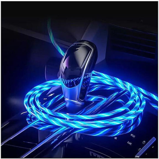 Magnetic USB to Lightning / Type-C / micro USB Cable Μπλε 1m (AT0000240)