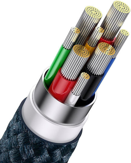 Baseus Flash Series II Braided USB to Lightning / Type-C / micro USB Cable Μπλε 1.5m (CASS030203)