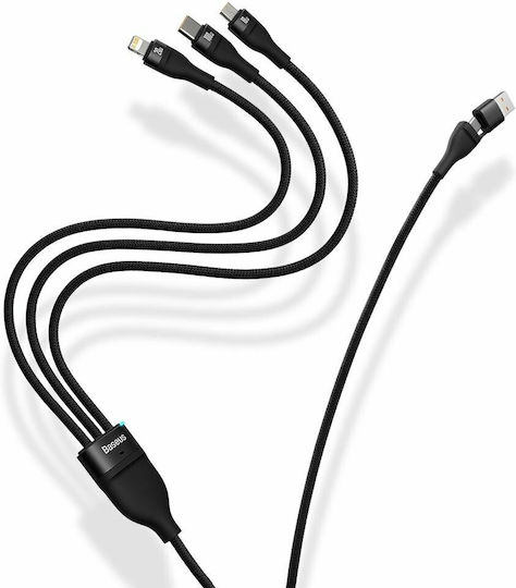 Baseus Flash Series II Braided USB to Type-C / micro USB / Lightning Cable Μπλε 1.2m (CASS030103)