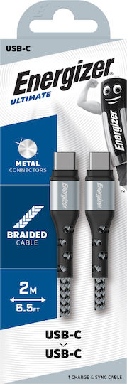 Energizer Regular USB 2.0 Cablu USB-C bărbătesc - USB-C Argintiu 2m (C521CKSL)