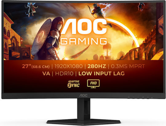 AOC C27G4ZXE VA HDR Curved Monitor 27" FHD 1920x1080 280Hz με Χρόνο Απόκρισης 1ms GTG