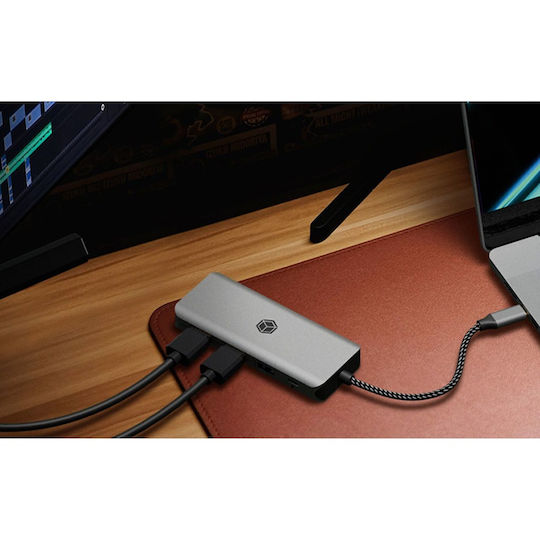 Icy Box IB-DK4012-CPD USB-C Docking Station with HDMI 4K PD Ethernet and Support for 2 Monitors Gray