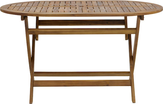 Outdoor Catering Table Made of Acacia Foldable Falov Natural Solid Wood 130x80x72cm