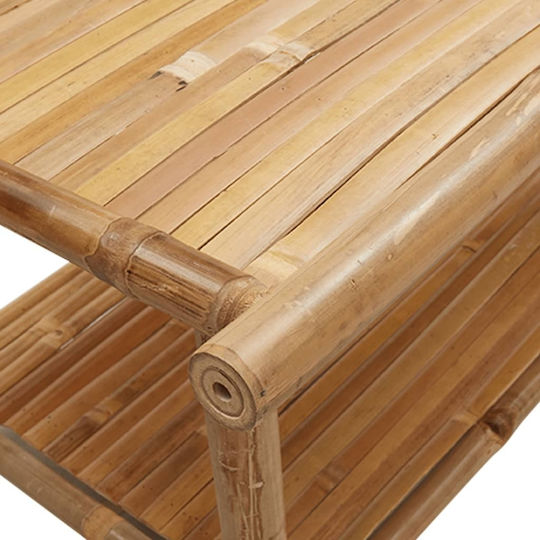 Sitting Room Outdoor Free Standing Bamboo Table Natural 70x40x35cm