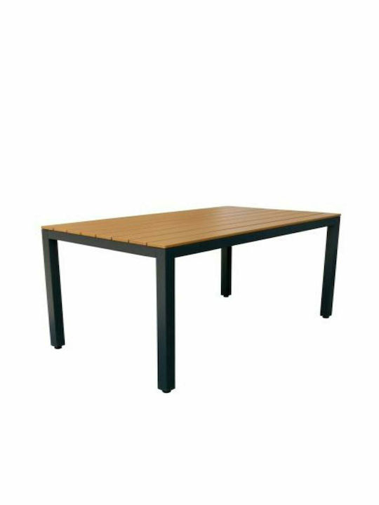 Masa pentru spații exterioare Polywood cu schelet din aluminiu Madison Cărbune de lemn 140x80x72buc